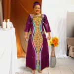 MD African Dresses For Woman Bazin Riche Embroidery Desing Long Dress Church Clothes Ladies African Traditional Design Dresses